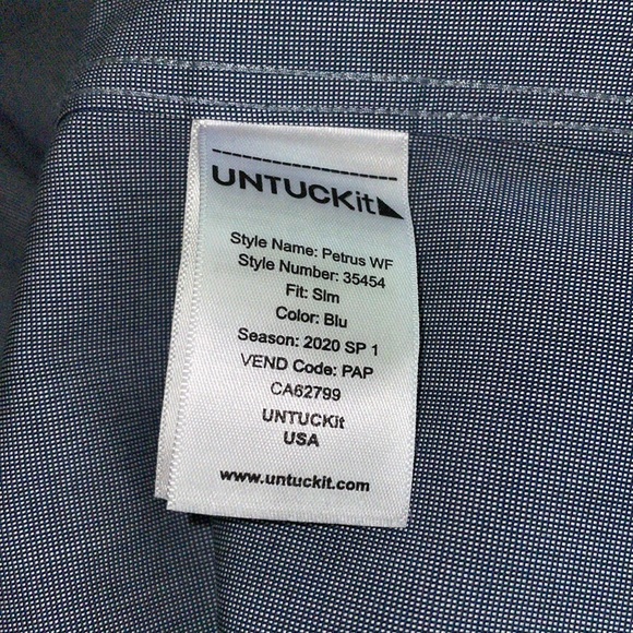 UNTUCKit Button Up Shirt Large Blue - Picture 6 of 8